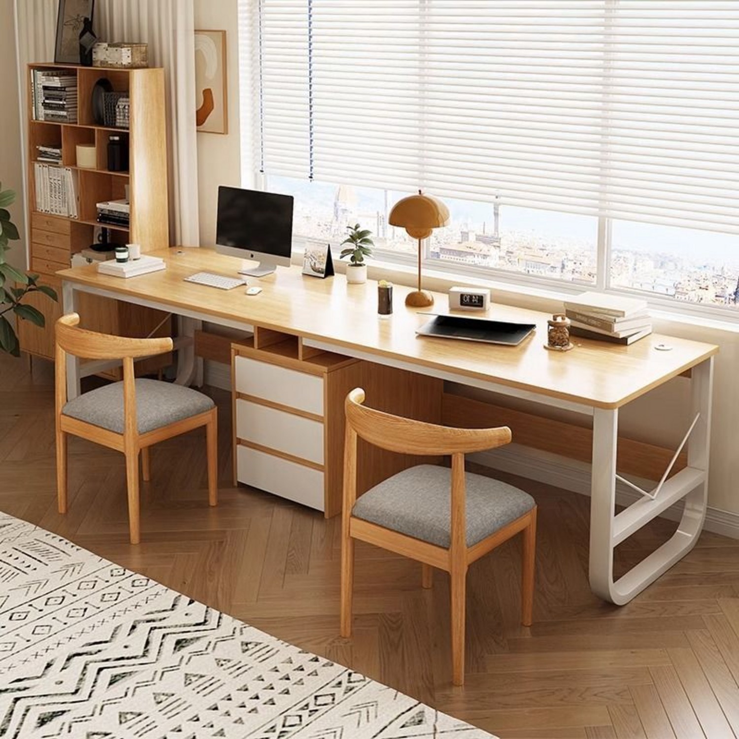 오드스우드 공간절약 창가테이블 폭좁은 원목 책상 카페 베란다 삭탁의자 공부책상, B 100CM 화이트