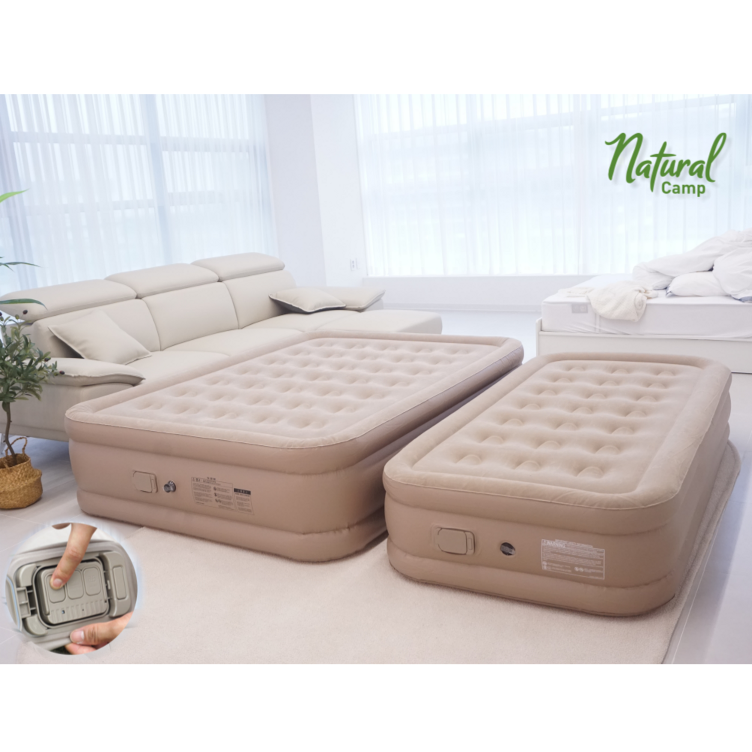 캠핑의 궁극적 편안함: 네츄럴캠프 자충 에어매트로 밤새 편안한 수면