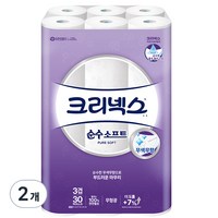 크리넥스 3겹 순수 소프트 천연펄프 롤화장지 30m, 30개입, 2개