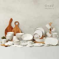 Ondo 온도 하늘이야기 구름하양 6인 디너세트 화이트 49P, 없음, 1개