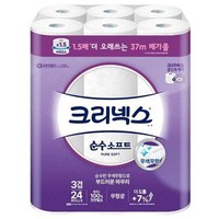 크리넥스 천연펄프 3겹 순수소프트 37m, 24롤, 1개