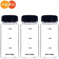 아침과저녁 눈금표시 국내산 트라이탄 마이보틀 블랙 3p, 350ml 3p, 3개