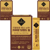 [런칭 특가] 곡물 발효 효소 with 카무트 브랜드 밀 캐나다산 정품 식약청 HACCP 인증 가루 분말 스틱, 3개, 30회분