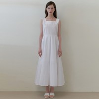 카인더베이비 square neck french dress - white