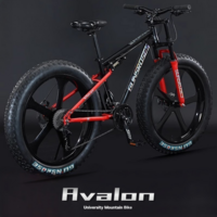 AVALON 팻바이크 풀샥 MTB 산악자전거 고출력 광폭 타이어, 24인치 스포크휠 x 7단, B.그린블랙