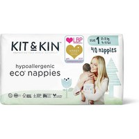 Kit Kin Hypoallergenic Eco Nappies Size 1 킷앤킨 저자극 에코 기저귀 사이즈 1 40개입 6팩, 1단계