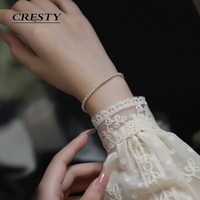 CRESTY 여성 14k 도금 패션 진주 팔찌 심플 데일리 주얼리