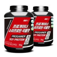 프로게이너 소이프로틴 곡물맛 4kg 식물성 분리대두단백질 락토프리 콩단백 쉐이크 ISP 단백질보충제 식약처 등록 건강기능식품, 2kg, 2개