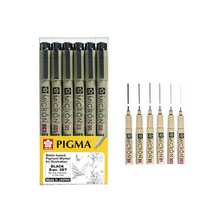 [성실한오피스] 사쿠라 피그마 마이크론 블랙 6본세트 캘리그라피 일러스트, 1개