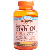 선다운네츄럴스 피쉬 오일 1200mg 소프트젤 글루텐 프리 무설탕, 100개입, 1개