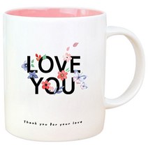 핸드팩토리 블루밍 플라워 LOVE YOU 머그컵 330ml, 파스텔핑크