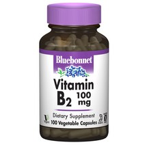 Bluebonnet 비타민 B-2 100 mg 베지터블 캡슐, 100개입, 1개
