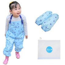 플리에 유아동용 맬빵 놀이복 세트, 하늘 + 파랑곰