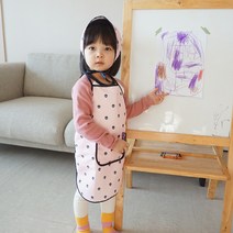 베베슈에뜨 유아동용 느낌이 다른 방수앞치마 + 두건 세트, 라이트빔