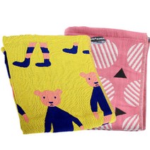 퓨어선데이 순면 3중 사커베어 거즈행주 2p 세트, 사커베어, 완두콩, 2개