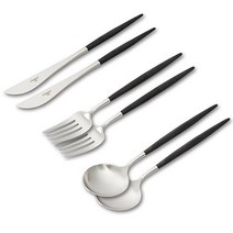 큐티폴 고아 디너 3종 2인 커트러리 세트, 블랙