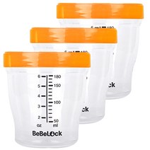 베베락 프리미엄 트라이탄 이유식 눈금형 밀폐용기 180ml, 오렌지, 3개