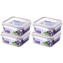 글라스락 퍼플 에디션 정사각 밀폐용기, 850ml, 4개
