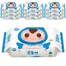 순둥이 프리미엄 플레인 유아물티슈 캡형 무향, 70매, 10팩