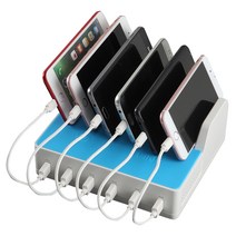 스토리링크 파워스테이션 V2 6포트 퀵차지 3.0 USB 고속 멀티 충전기 + 충전용 케이블 + C타입 젠더, 혼합색상, 1세트