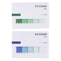 라이프포인트 5칼라 리본 인덱스 디자인 메모지 2p 세트, 05그린, 08블루, 1세트