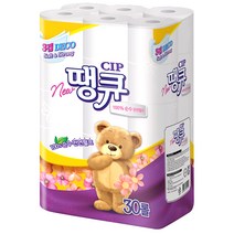 땡큐 3겹데코 천연펄프 롤화장지 18m, 30롤, 1개