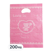 팩스타 펀칭 비닐 포장봉투 가로 30cm x 세로 40cm, 핑크곰, 200개입