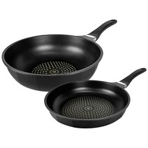 퀸센스 인덕션 눌러붙지않는 퍼스트 코팅후라이팬 2종세트, 원형24cm + 궁중28cm, 블랙