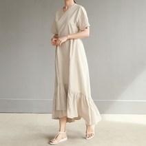 비나인 여성용 티팜 프릴랩린넨원피스