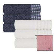 송월타월 호텔용 리치라인 수건 청색 3p + 코밍 수건 3p + 테리 베이커리 고리타월 랜덤 발송, 아이보리, 1세트