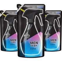 페브리즈 섬유탈취제 맨 쿨아쿠아향 리필, 320ml, 3개, 쿨 아쿠아 향