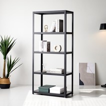 홈피스랙 수납 선반 5단 가로 800mm x 깊이 400mm x 높이 1800mm + 높이 조절 레벨러 세트, 블랙