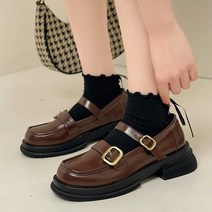 라블 여성용 투 버클 스트랩 키높이 로퍼 4.5cm