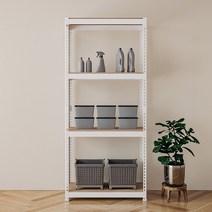 스피드랙 조립식 철제 앵글 선반 4단 800 x 400 x 1800 mm, 화이트
