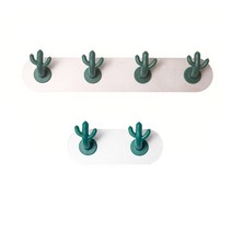 더벨라 투명 접착 선인장 다용도 후크걸이 4구 + 1구 2p 세트, 그린, 1세트