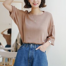 빼빼 여성용 레이온 R 니트 5부 티셔츠