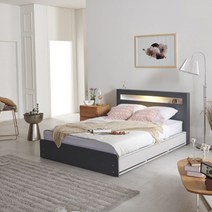 크렌시아 오로라2 LED 멀티수납 침대 + 본넬매트리스 방문설치, 그레이