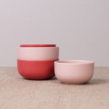 보울보울 레트로라인 공기대접 2인세트, 로제핑크, 파우더핑크, 공기 2p + 대접 2p