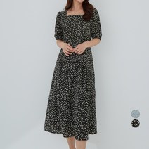 아피나르 스퀘어넥 쉬폰 반팔 원피스