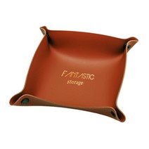 안이스 다용도 사각 가죽 열쇠 수납 바구니 17cm, 브라운, 1개