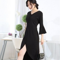 페이퍼먼츠 튤립 라인 앞트임 블랙 원피스 6470