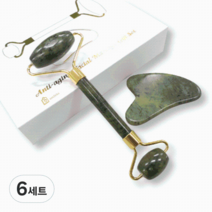 옥석 마사지 롤러 + 괄사 세트, 6세트, 그린