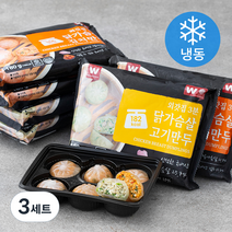 외갓집 3분 닭가슴살 고기만두 180g x 3개 + 김치만두 180g x 3개 세트 (냉동), 3세트