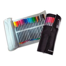 [스테들러] 화인라이너 블랙가죽케이스+20색펜, 1세트