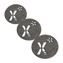 레이저 커팅 펠트컵받침 이니셜 X 3개, 다크그레이