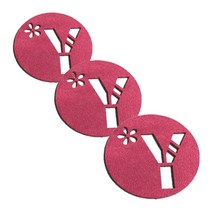 레이저 커팅 펠트컵받침 이니셜 Y 3개, 핑크