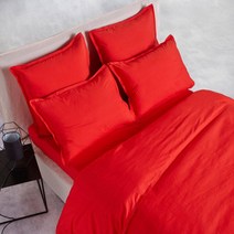 라흐두뜨 심플 컬러 러플 포플린 순면 이불 커버 F662442, coquelicot red