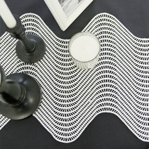 바이지미 모노 웨이브 테이블러너, 화이트, 4인 (180 x 26cm)