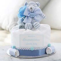 베이비베이커리 기저귀케익 슬리핑 베어블랑켓 블루 백일 선물용, 1세트