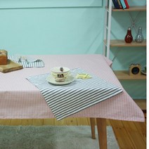 레브라이프 미니멀체크 방수식탁보, 핑크, 4인용 (105 x 150 cm)